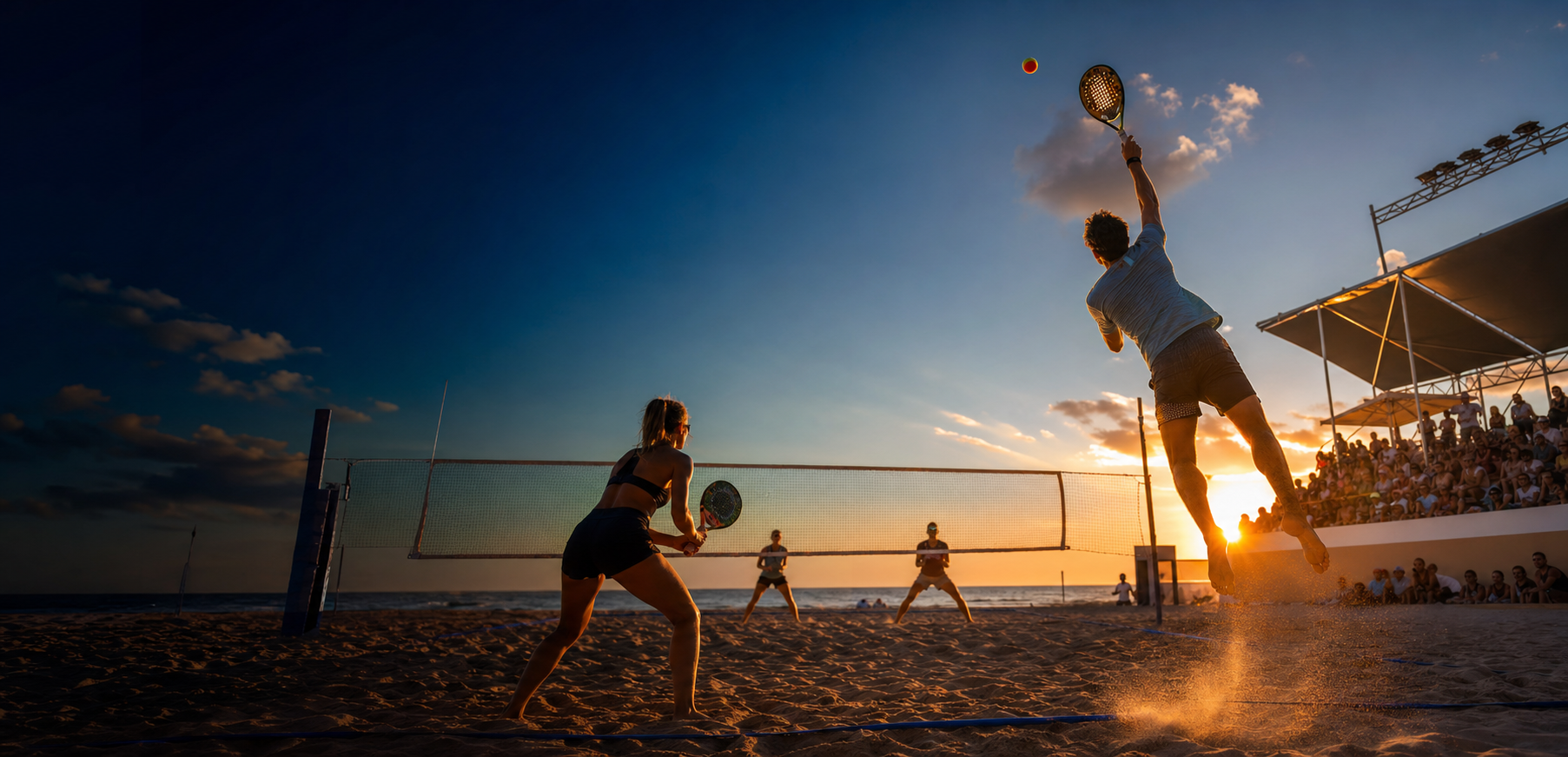 Atletas disputando Beach Tennis